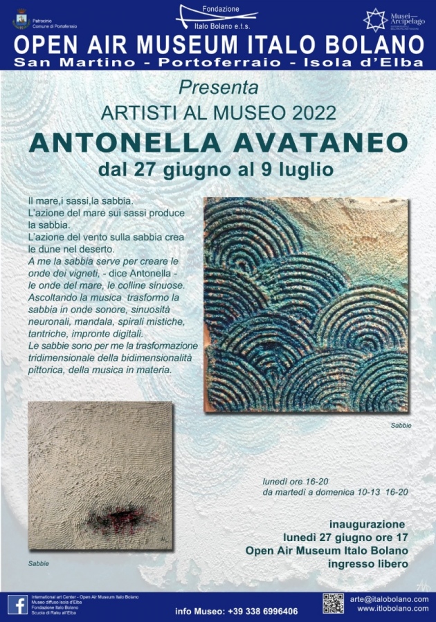 Open Air Museum Italo Bolano, Portoferraio. Antonella Avataneo al museo dal 27/6 al 9/7